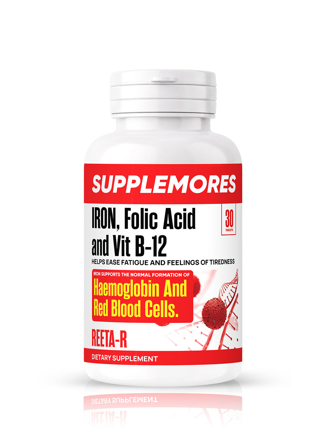 Iron Folic Acid & Vitamin B12 (30 Tablets) Supplemores